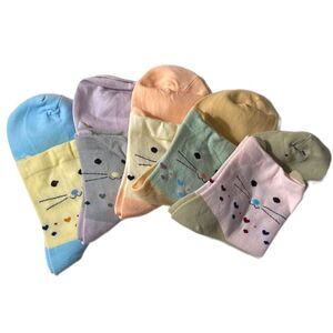 5 Pairs Colorful Cat Socks